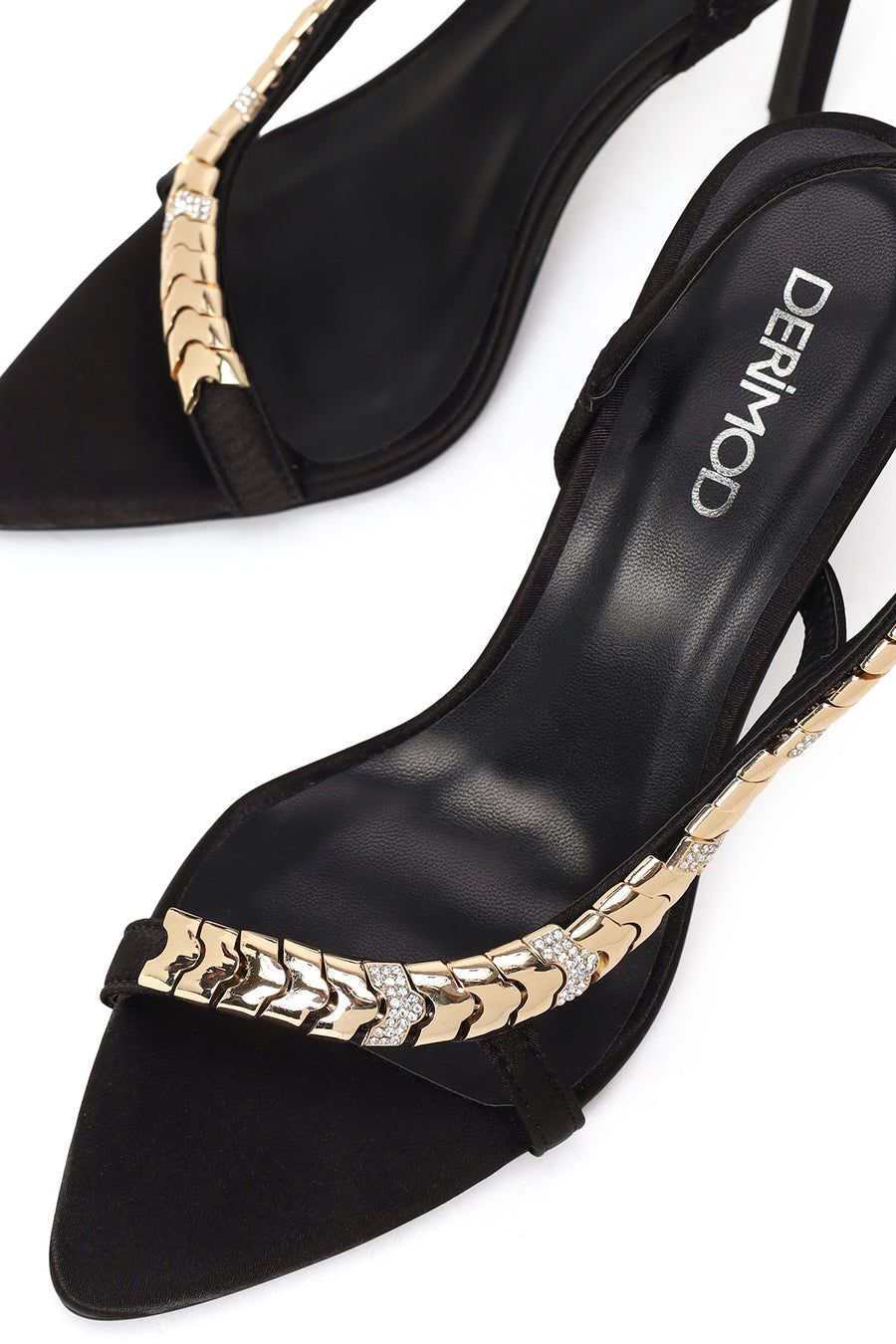 Woman Black Embellished High Thin-Heeled Sandal