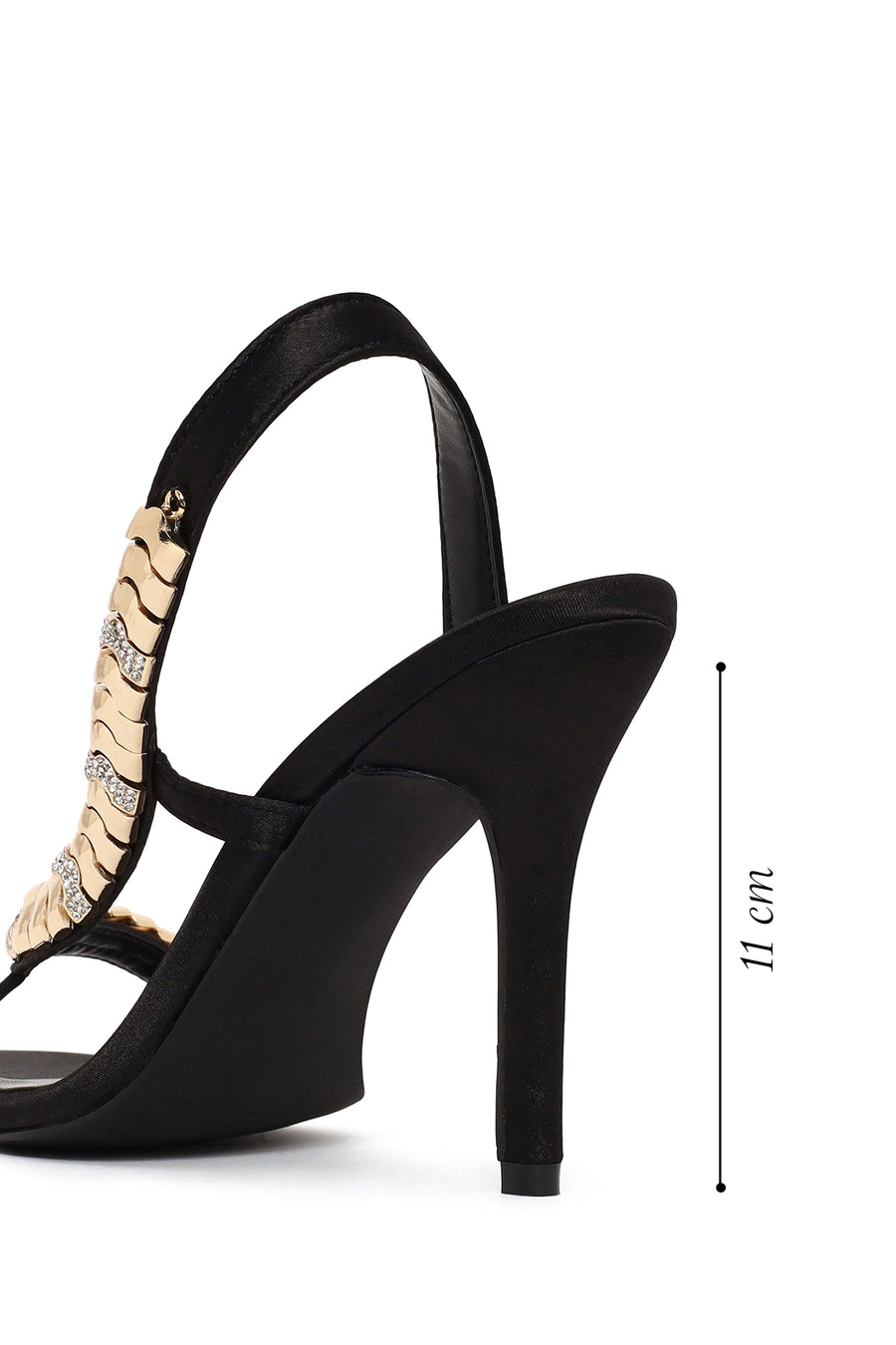 Woman Black Embellished High Thin-Heeled Sandal