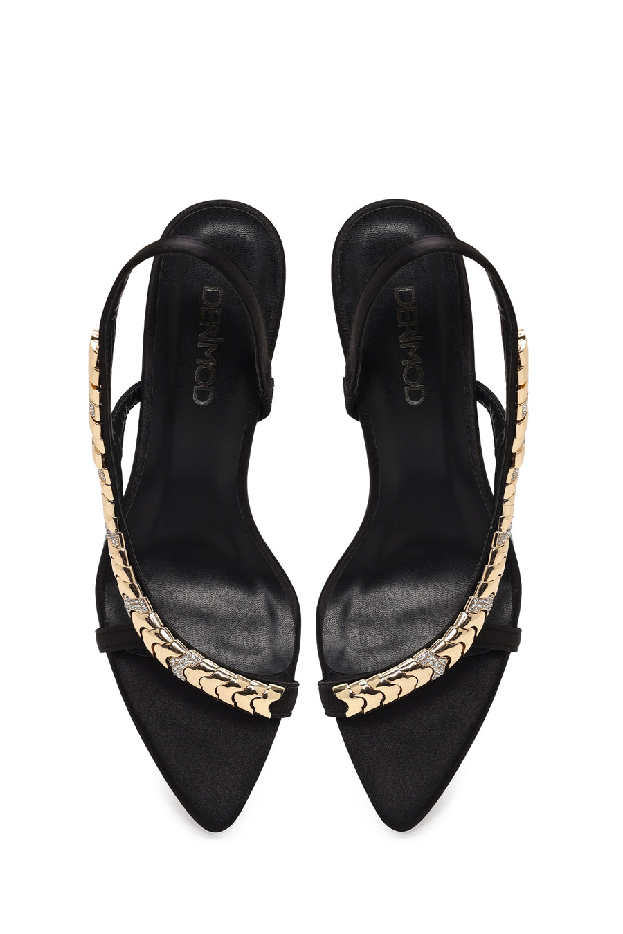 Woman Black Embellished High Thin-Heeled Sandal