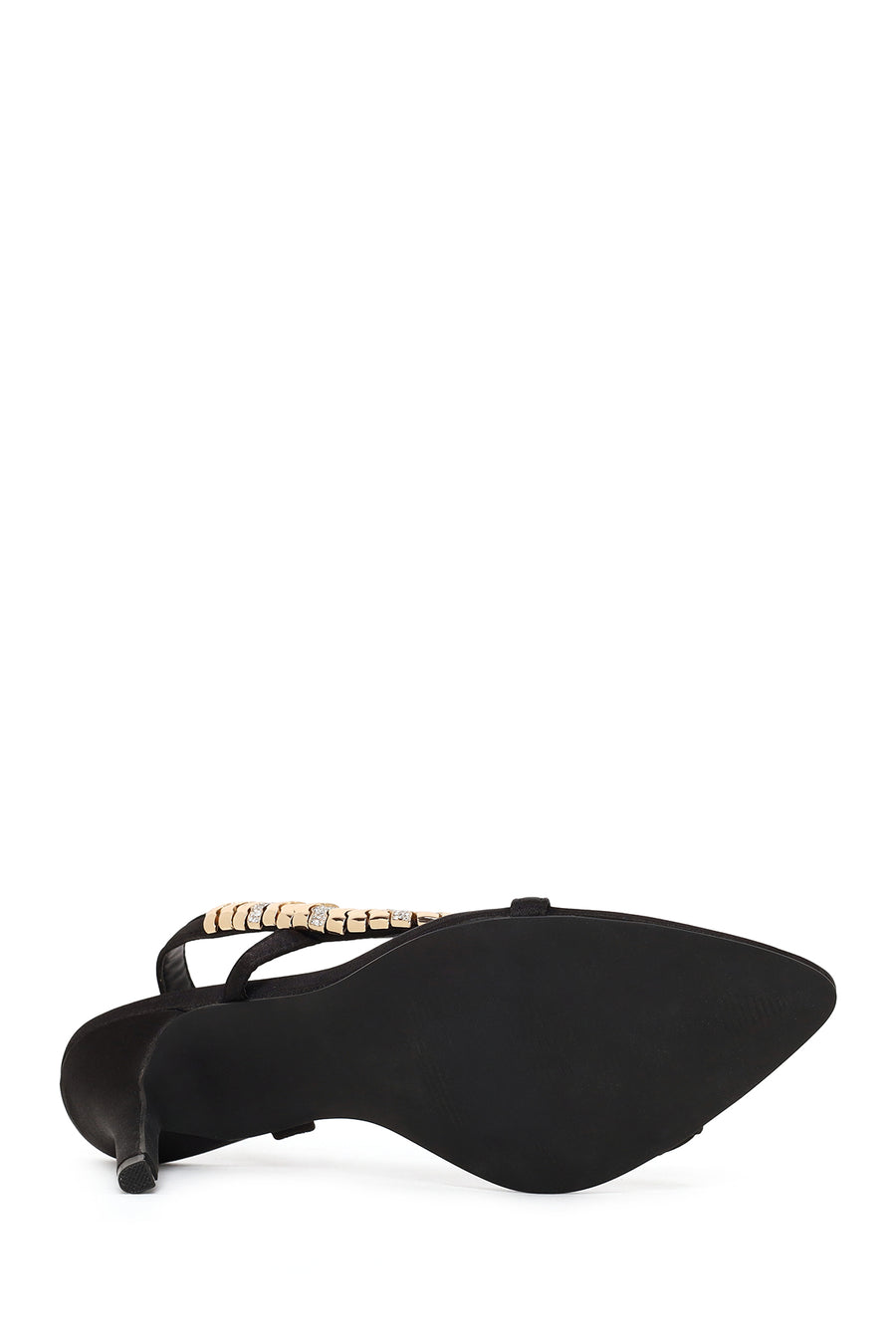 Woman Black Embellished High Thin-Heeled Sandal