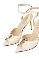 Kadın Beyaz Bilekten Tokalı İnce Topuklu Deri Sandalet | Derimod