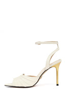 Kadın Beyaz Bilekten Tokalı İnce Topuklu Deri Sandalet | Derimod