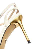 Kadın Beyaz Bilekten Tokalı İnce Topuklu Deri Sandalet | Derimod