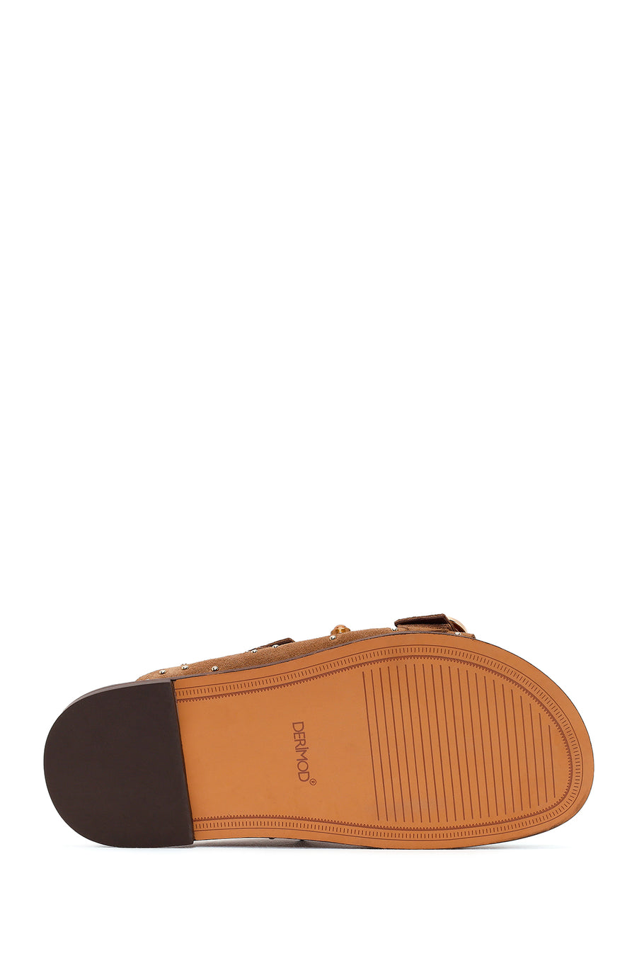 Women's Tan Studded Suede Leather Slippers
