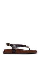 Woman Brown Leather Flip-Flop Sandal | Derimod