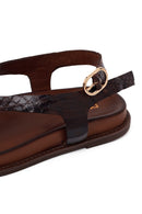 Woman Brown Leather Flip-Flop Sandal | Derimod