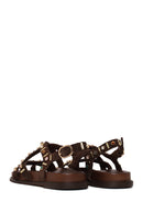 Woman Brown Embellished Suede Leather Sandals | Derimod