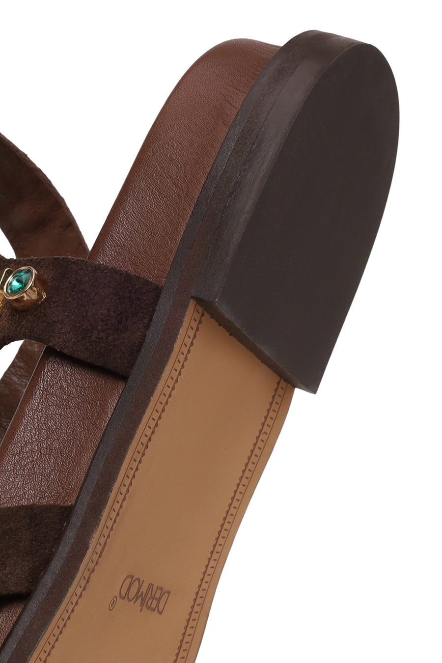 Woman Brown Embellished Suede Leather Sandals
