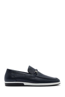 Men's Navy Blue Leather Casual Loafer | Derimod
