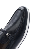 Men's Navy Blue Leather Casual Loafer | Derimod