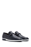 Men's Navy Blue Leather Casual Loafer | Derimod
