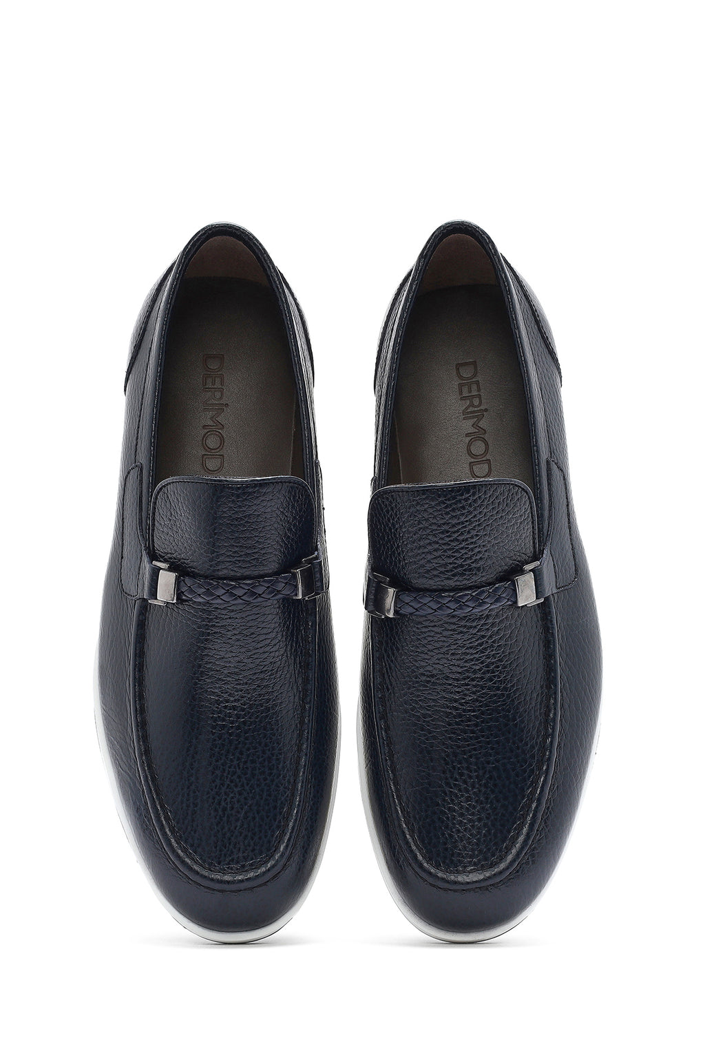 Erkek Lacivert Deri Casual Loafer