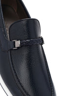 Men's Navy Blue Leather Casual Loafer | Derimod