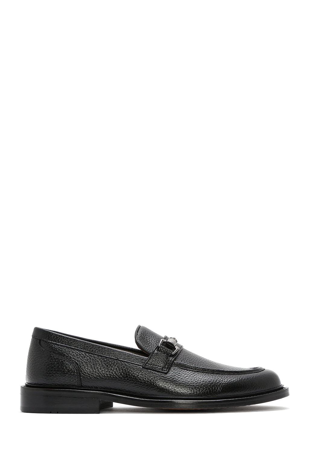 Erkek Siyah Tokalı Deri Klasik Loafer