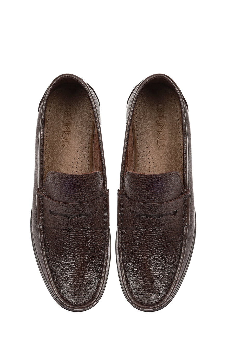 Erkek Kahverengi Deri Klasik Loafer