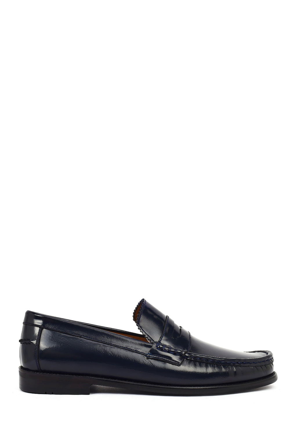 Erkek Lacivert Deri Klasik Loafer