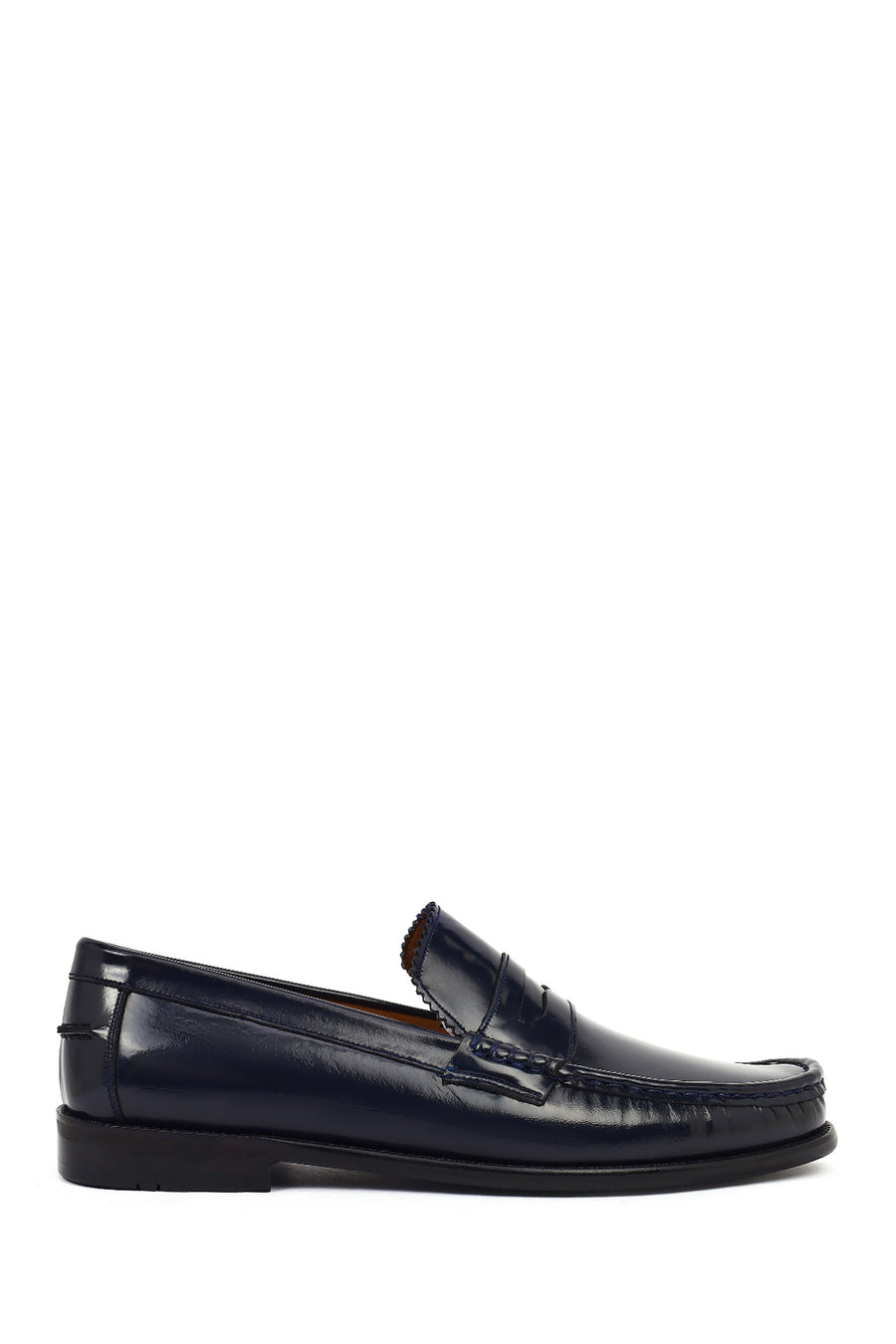 Erkek Lacivert Deri Klasik Loafer 26SFD601722 | Derimod