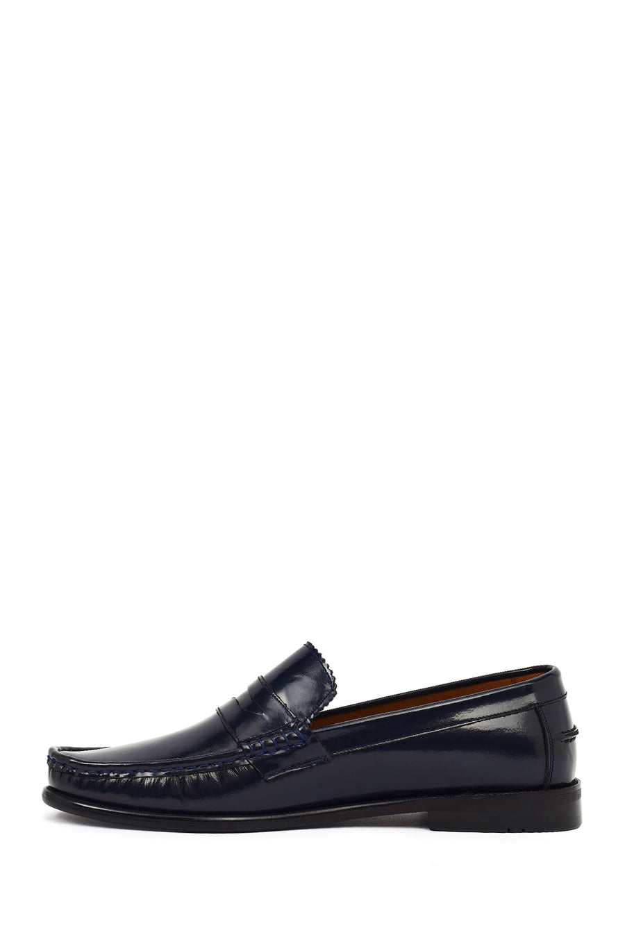 Erkek Lacivert Deri Klasik Loafer