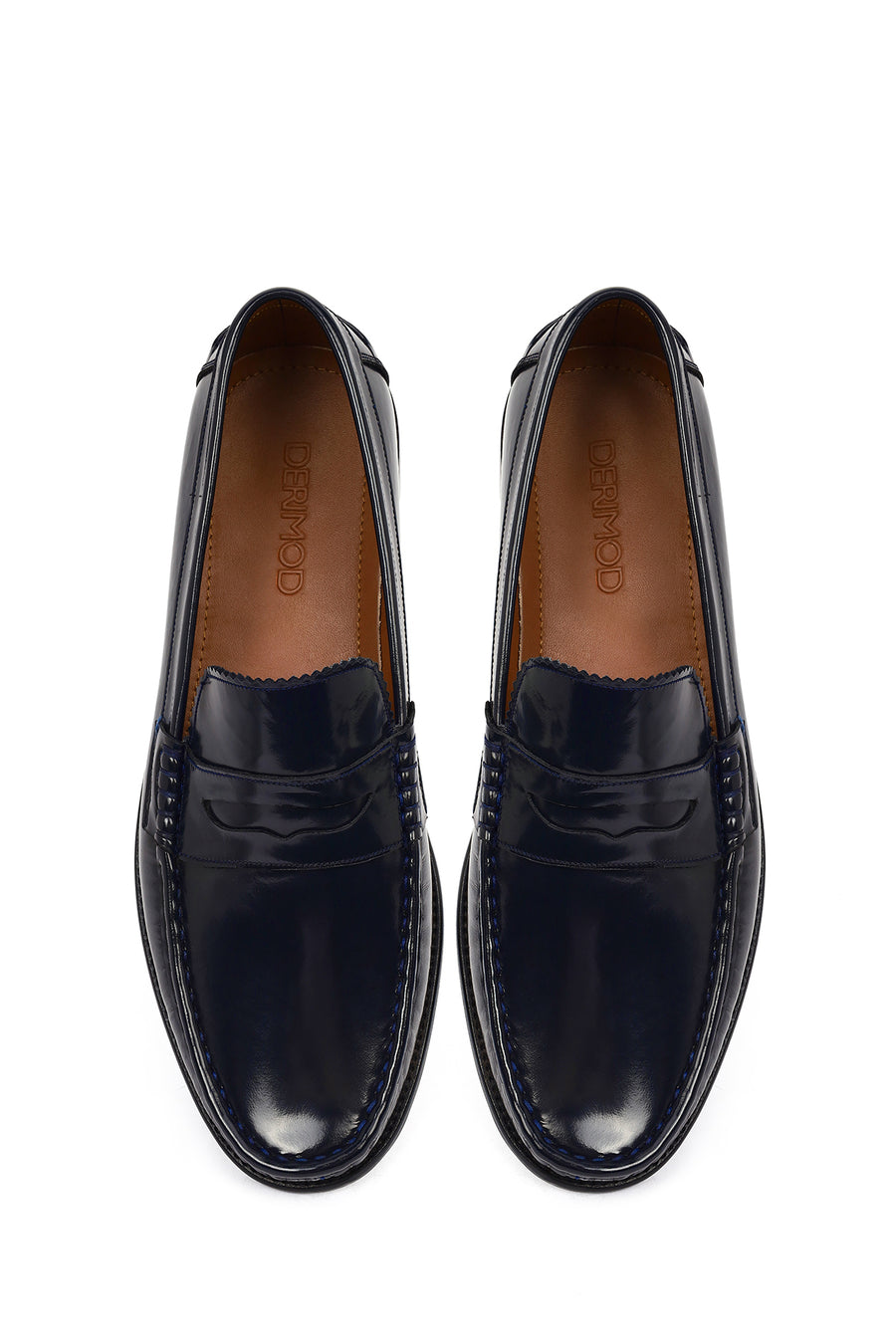 Erkek Lacivert Deri Klasik Loafer