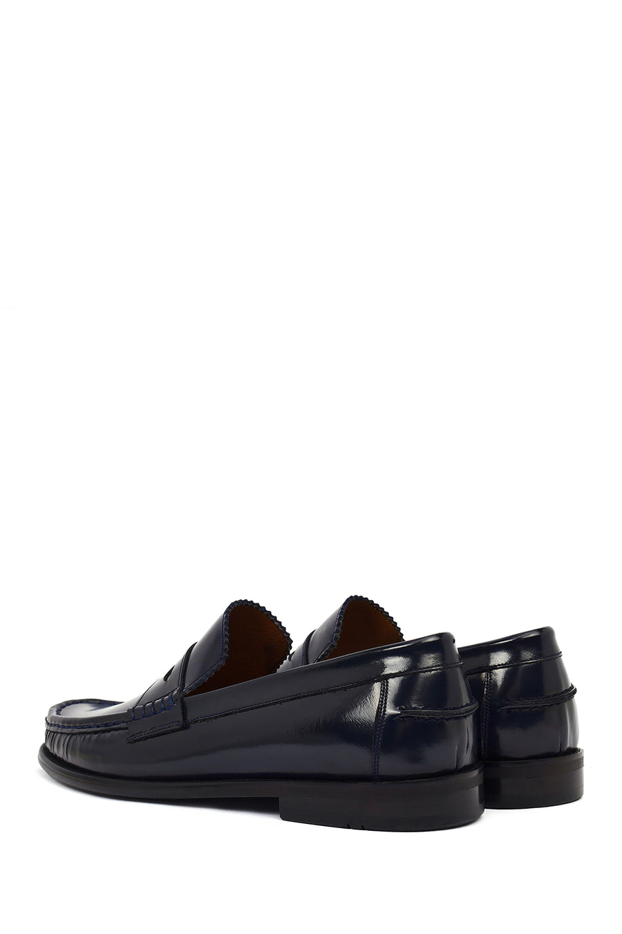 Erkek Lacivert Deri Klasik Loafer