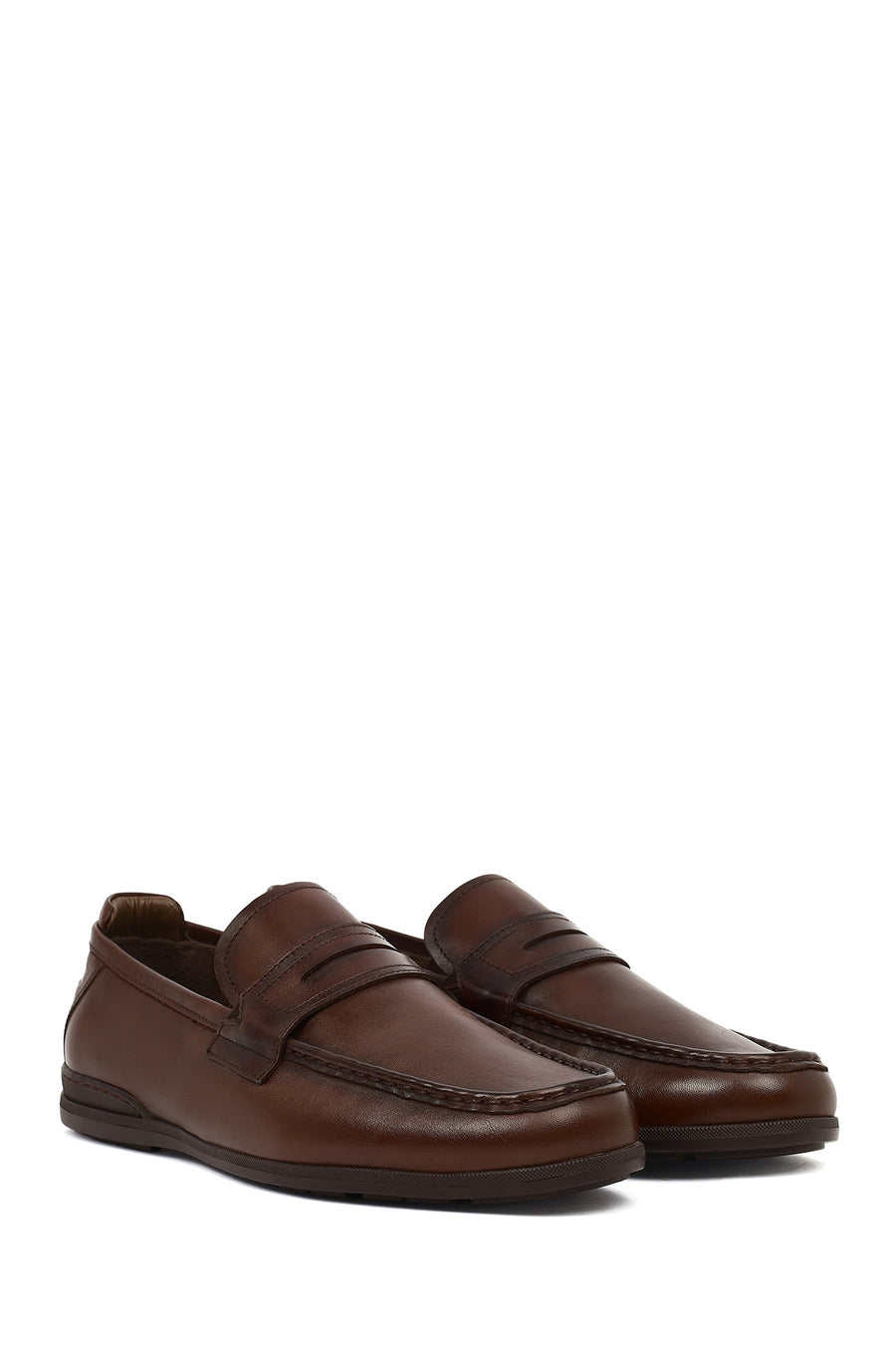 Erkek Kahverengi Deri Casual Loafer