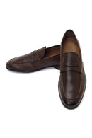 Erkek Kahverengi Deri Klasik Loafer | Derimod