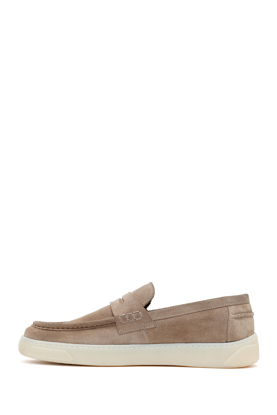 Men's Beige Chunky Suede Leather Loafers