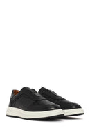 Men's Black Chunky Sole Patterned Leather Sneaker | Derimod