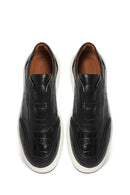 Men's Black Chunky Sole Patterned Leather Sneaker | Derimod