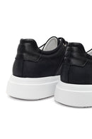 Erkek Siyah Bağcıklı Kalın Tabanlı Deri Sneaker | Derimod