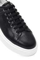 Erkek Siyah Bağcıklı Kalın Tabanlı Deri Sneaker | Derimod