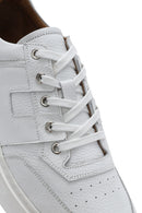 Erkek Beyaz Bağcıklı Kalın Tabanlı Deri Sneaker | Derimod