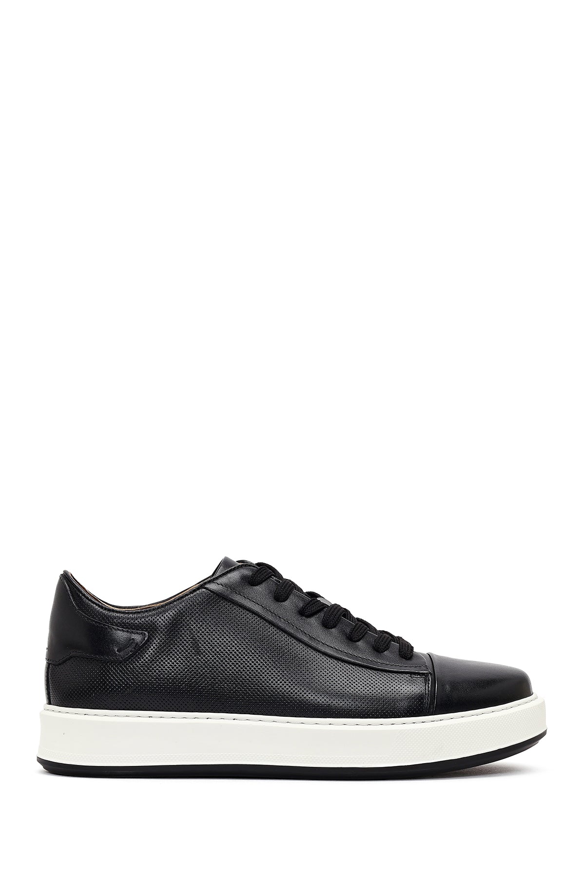 Men's Black Lace-up Thick-Sole Leather Sneaker 26SFD610618 | Derimod