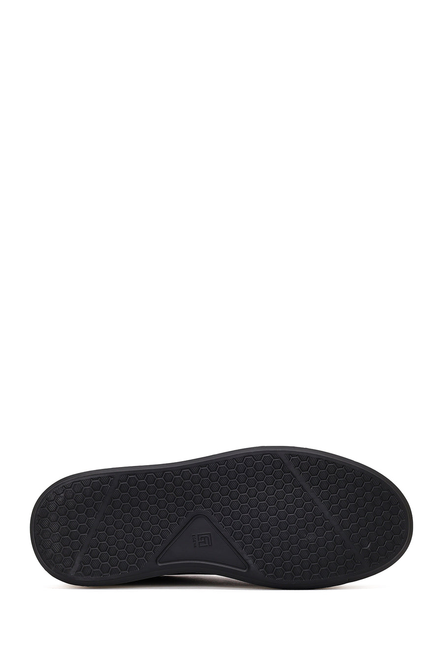 Men's Black Lace-up Thick-Sole Leather Sneaker