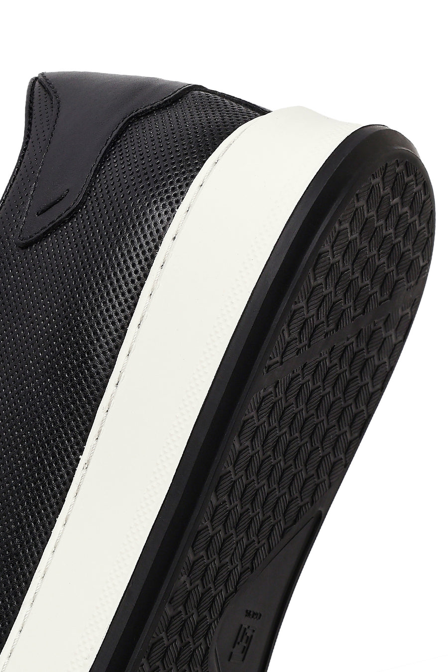 Men's Black Lace-up Thick-Sole Leather Sneaker
