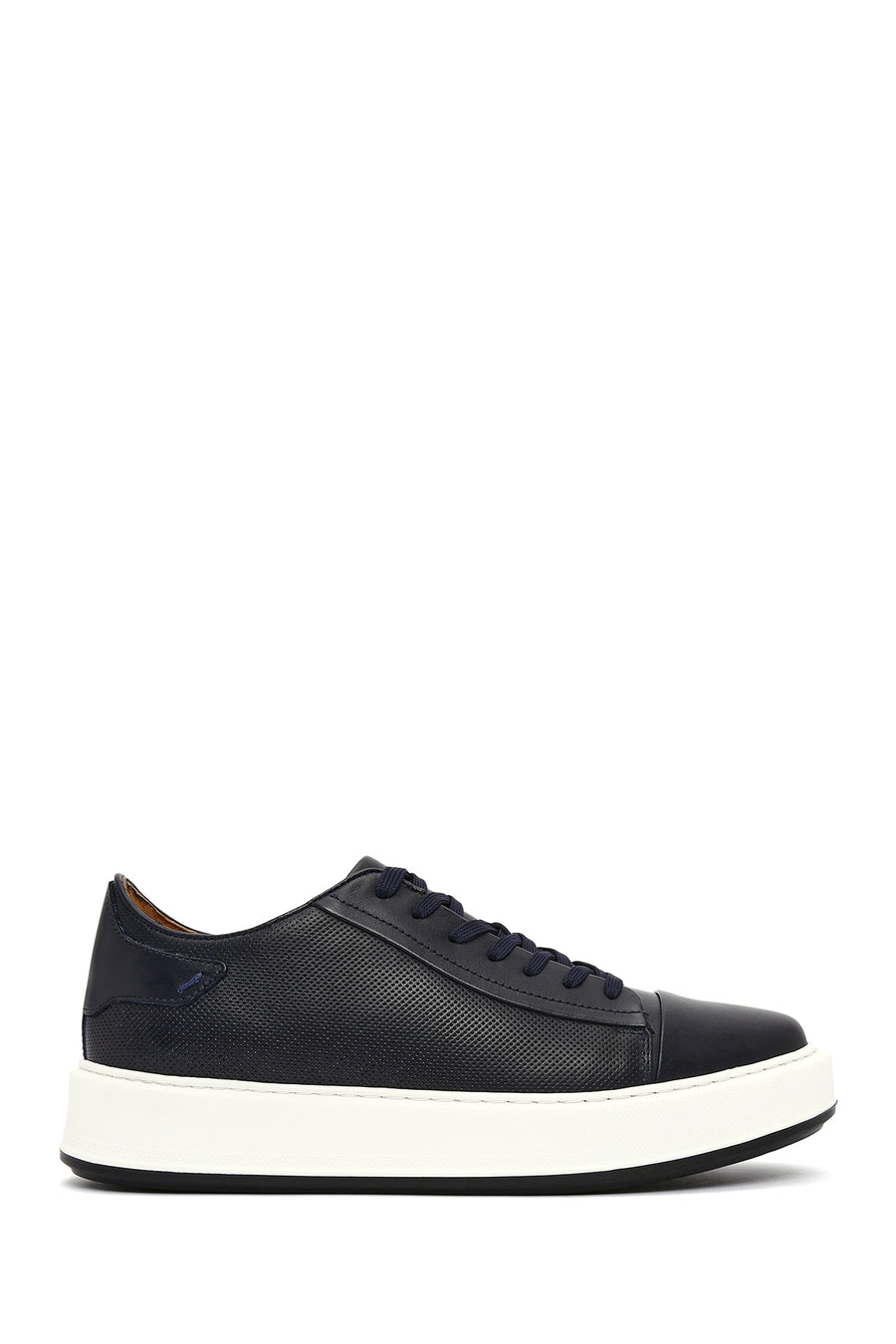 Men's Navy Blue Lace-up Thick-Sole Leather Sneaker 26SFD610618 | Derimod