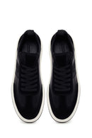 Erkek Siyah Bağcıklı Kalın Tabanlı Deri Sneaker | Derimod