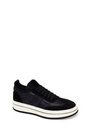 Erkek Siyah Bağcıklı Kalın Tabanlı Deri Sneaker | Derimod