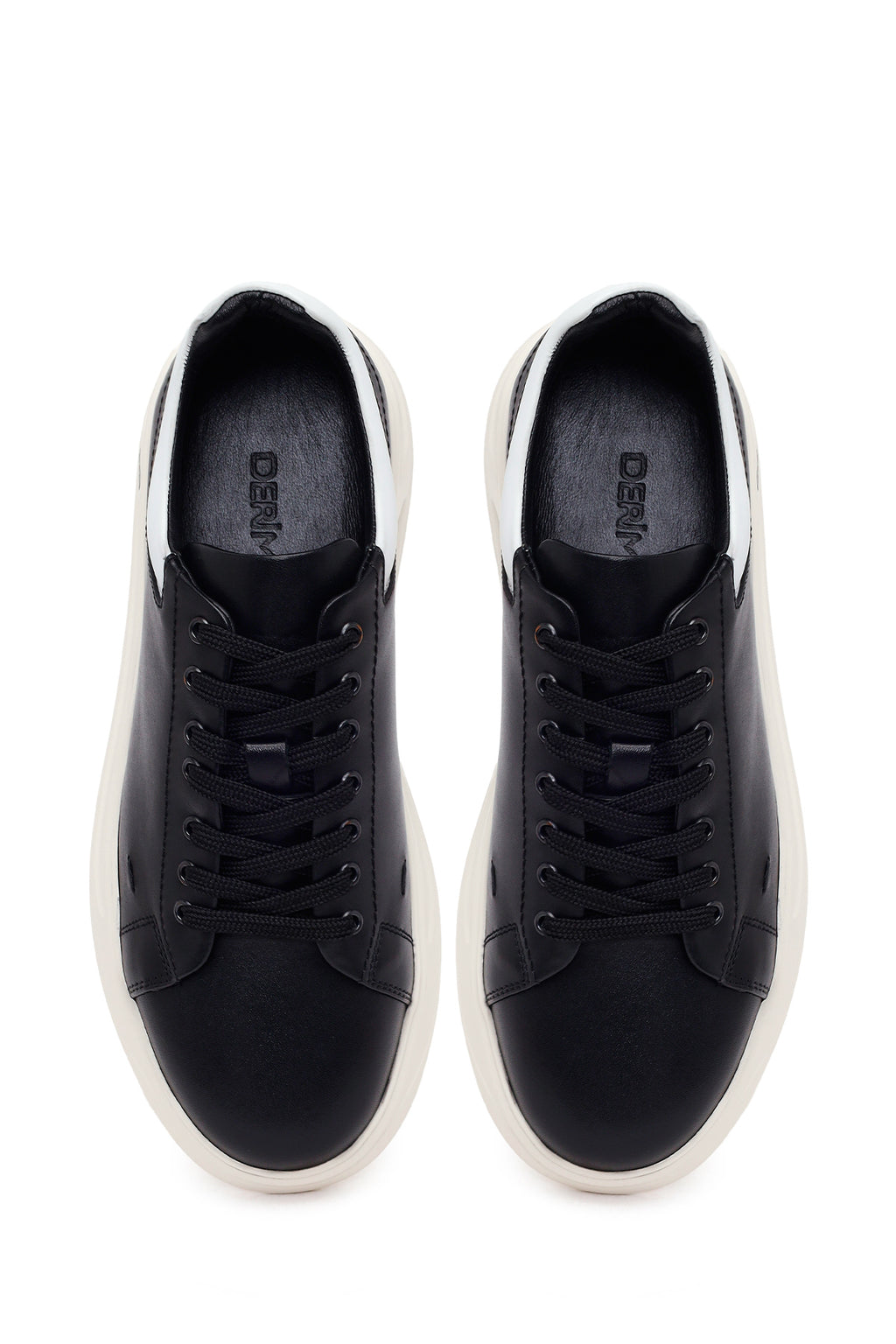 Erkek Siyah Bağcıklı Kalın Deri Sneaker