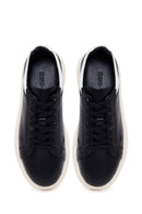 Erkek Siyah Bağcıklı Kalın Deri Sneaker | Derimod