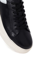 Erkek Siyah Bağcıklı Kalın Deri Sneaker | Derimod