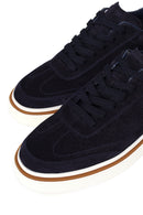 Erkek Lacivert Bağcıklı Kalın Tabanlı Süet Deri Sneaker | Derimod