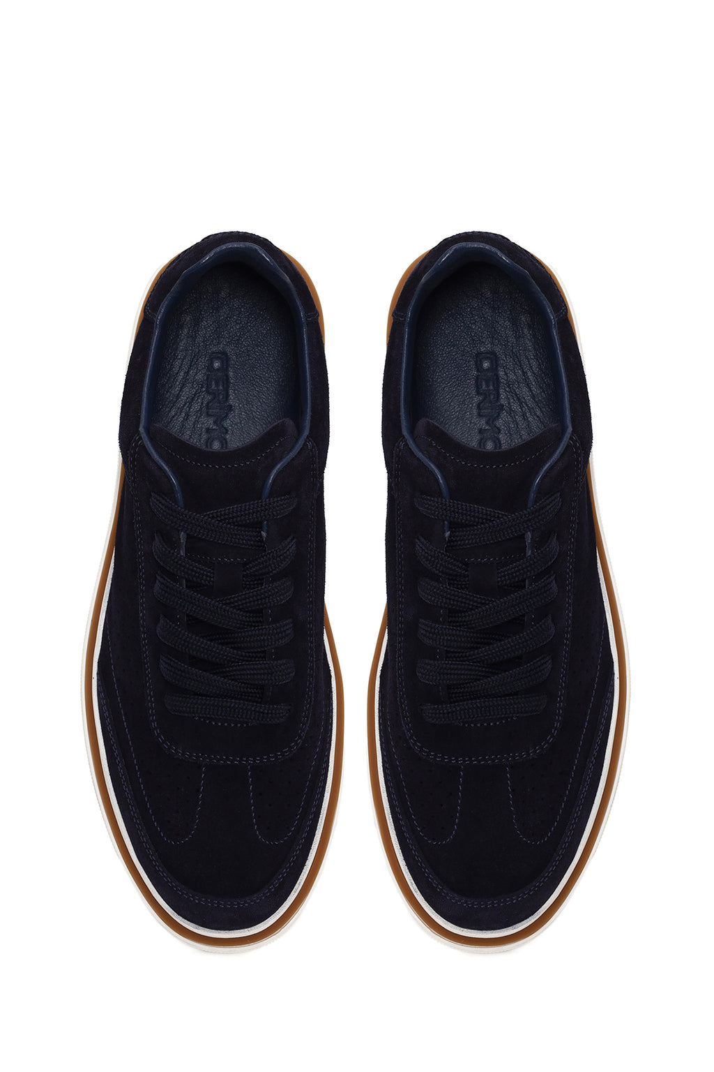 Erkek Lacivert Bağcıklı Kalın Tabanlı Süet Deri Sneaker