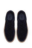 Erkek Lacivert Bağcıklı Kalın Tabanlı Süet Deri Sneaker | Derimod
