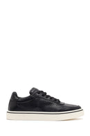 Men's Black Lace-up Thick-Sole Leather Sneaker | Derimod