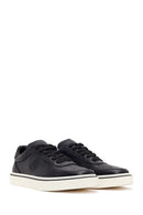 Men's Black Lace-up Thick-Sole Leather Sneaker | Derimod