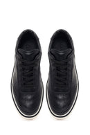 Men's Black Lace-up Thick-Sole Leather Sneaker | Derimod