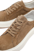 Erkek Bej Bağcıklı Kalın Tabanlı Süet Deri Sneaker | Derimod