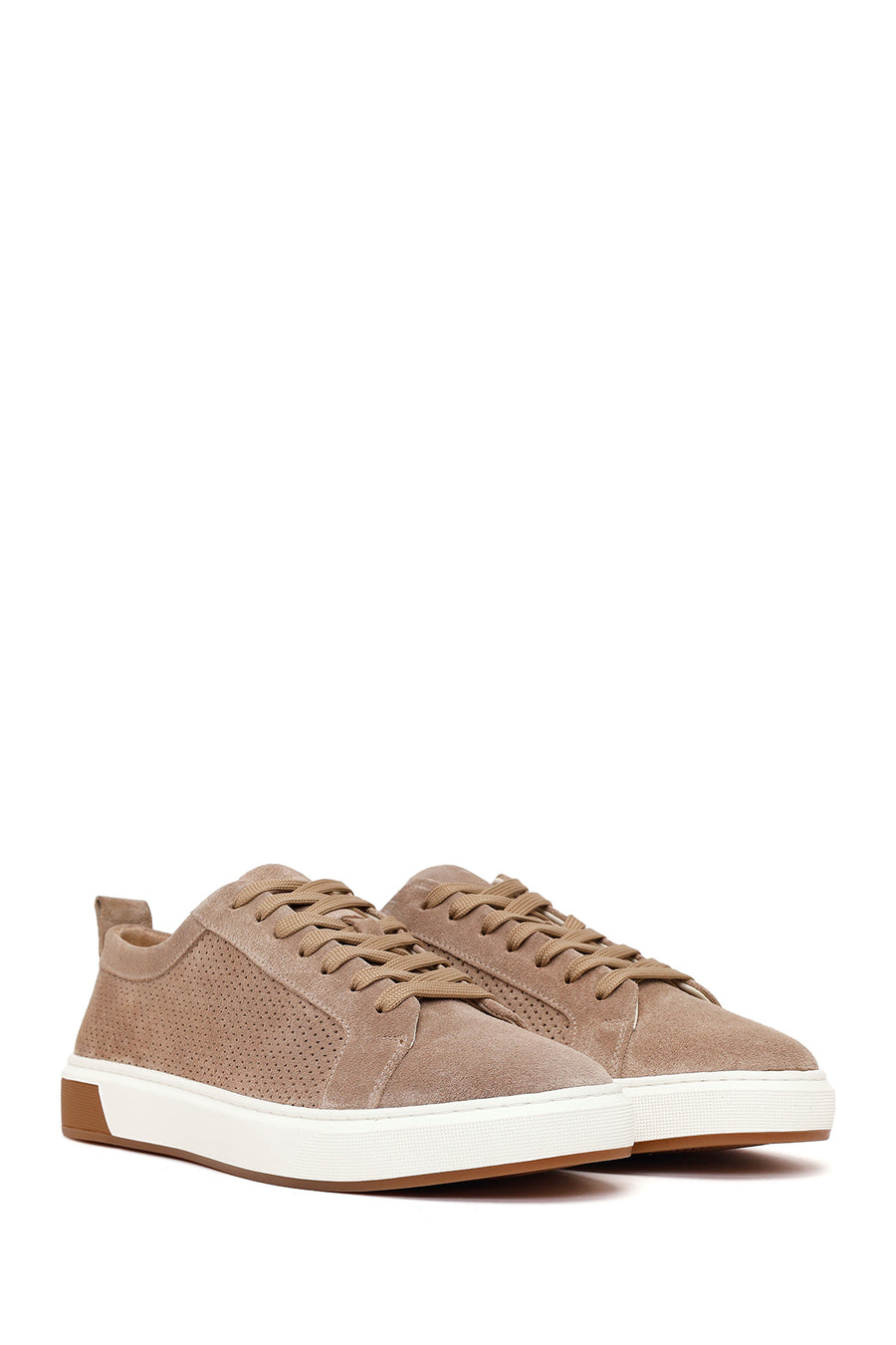 Erkek Bej Bağcıklı Süet Deri Sneaker