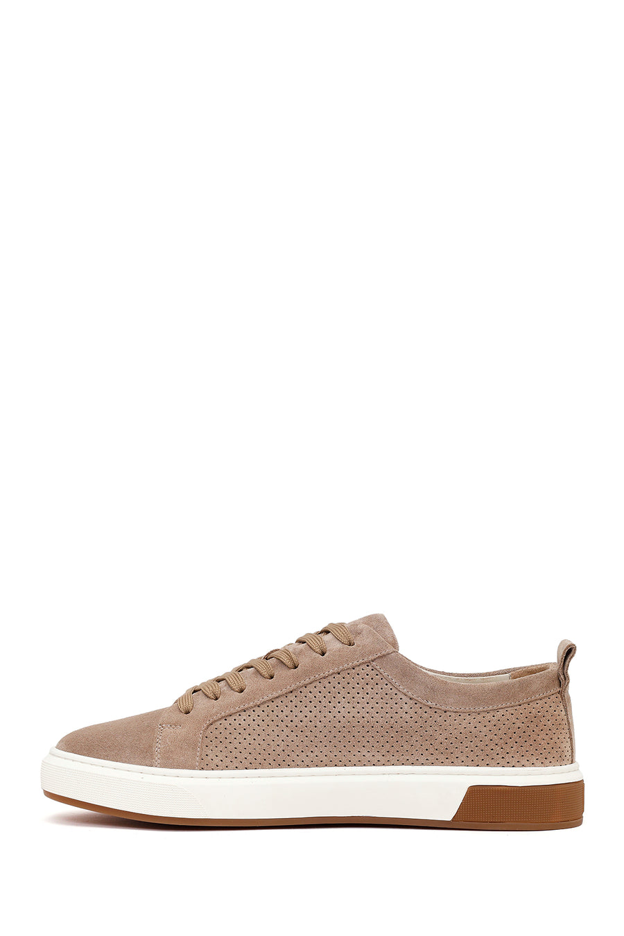 Erkek Bej Bağcıklı Süet Deri Sneaker